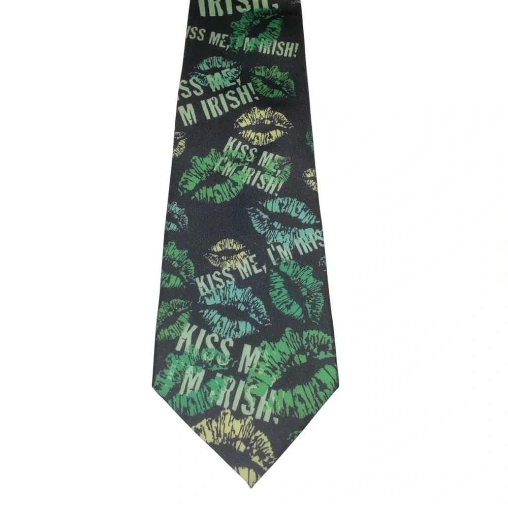 Ralph Marlin Mens Tie Kiss Me I’m Irish  St. Patrick's Day Vintage 90s USA Made